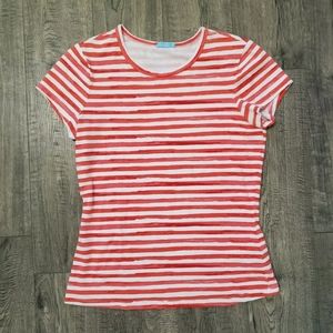 J. McLaughlin Red and White Striped T-shirt